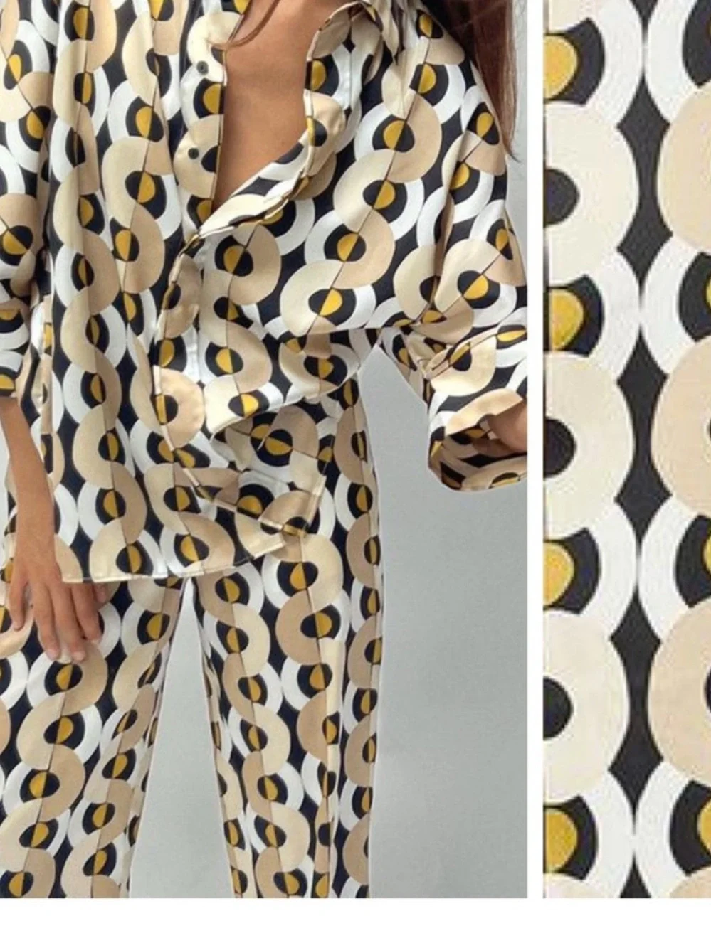 VIRAL NEW Zara Geometric Satin Print pants   SIZE S  🚨NO DISCOUNT ON THIS PANTS